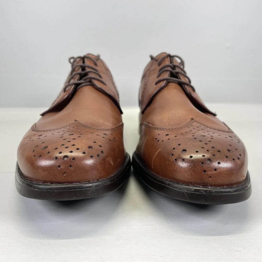 Johnston & Murphy XC4 Shoes Mens Size 10.5 Brown Leather Wingtip Brogue Oxford